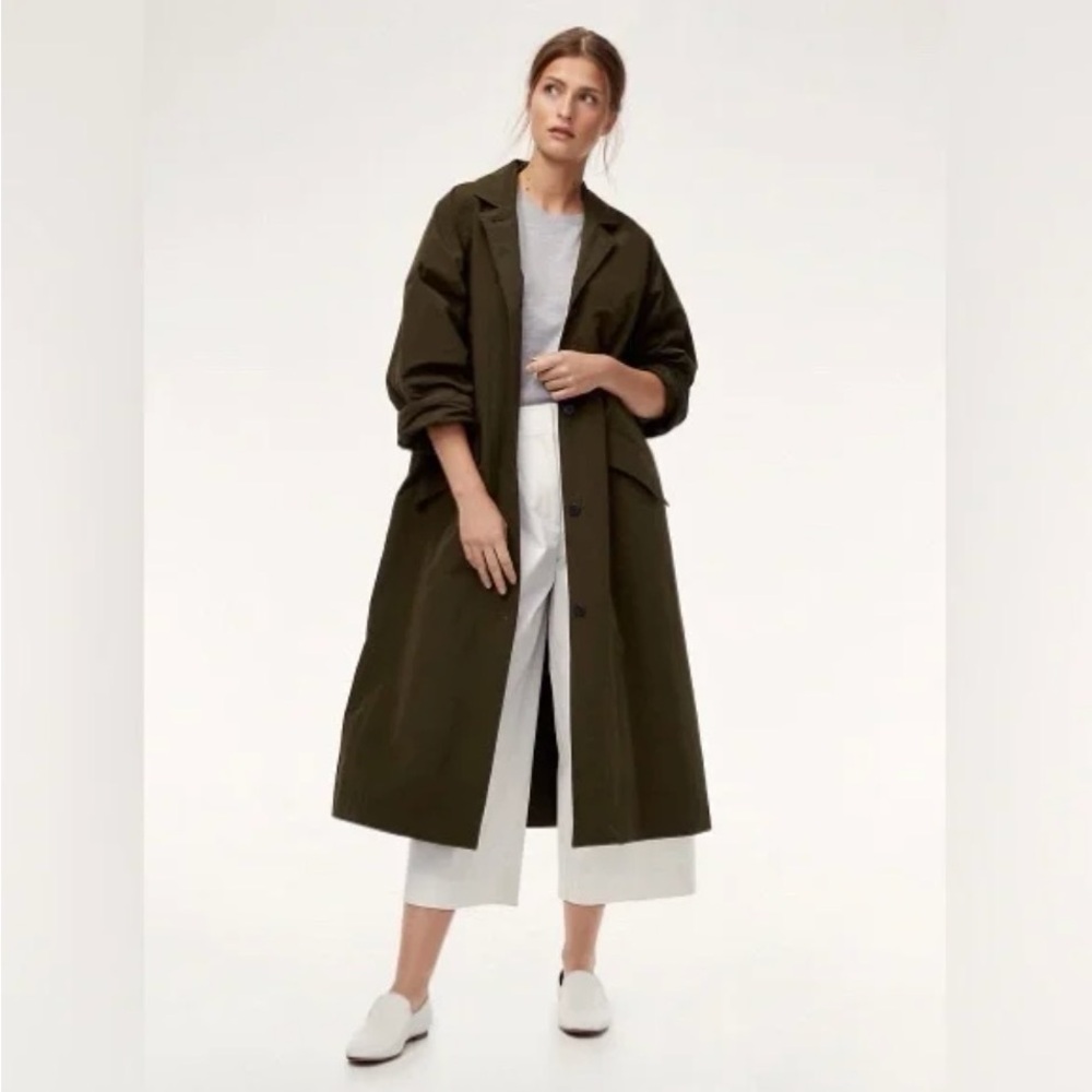 Aritzia The Group by Babaton Skylar Trench Coat Olive Moss Green